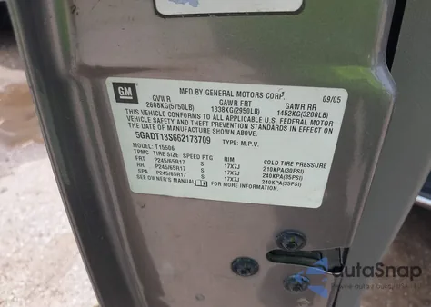 2006 Buick Rainier Cxl z USA, uszkodzony, nr VIN 5GADT13S662173709